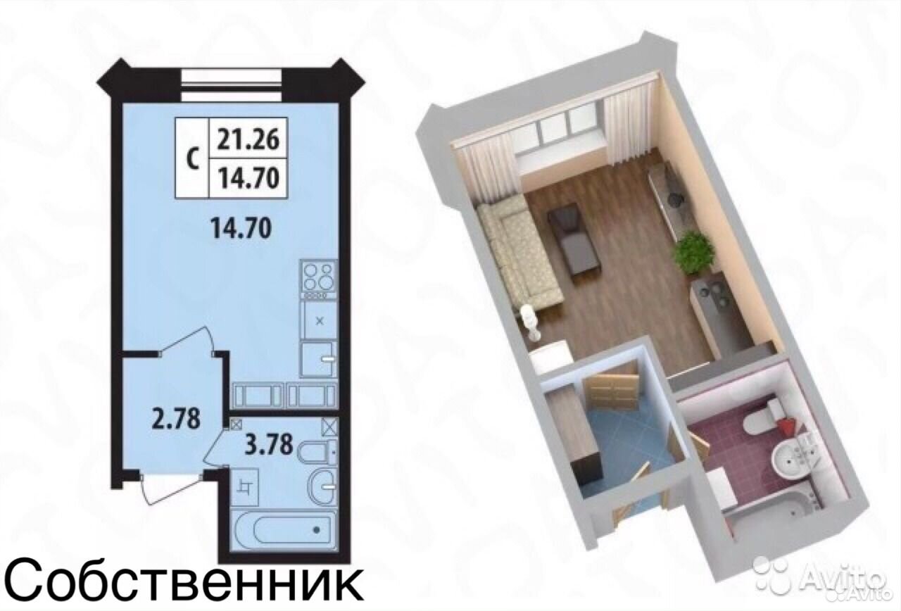 Квартира студия 22 кв м планировка