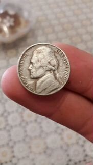 Монета США 1966года выпуска монета 5 центов с 3 им