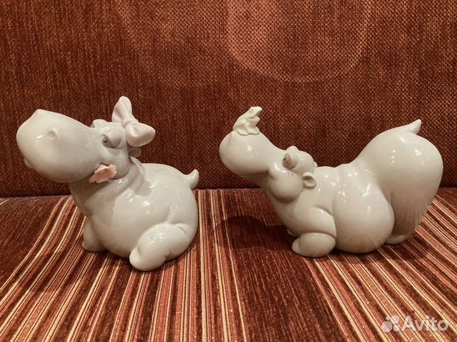 Lladro Nao скульптура фарфор бегемоты