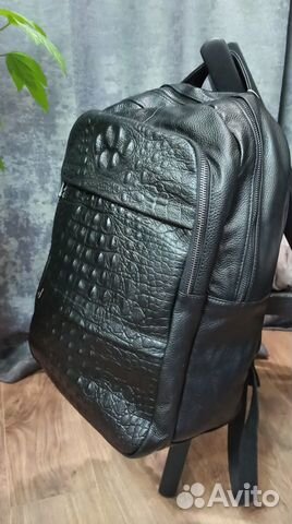 Мужской кожаный рюкзак -DX- black 333 croco new A4