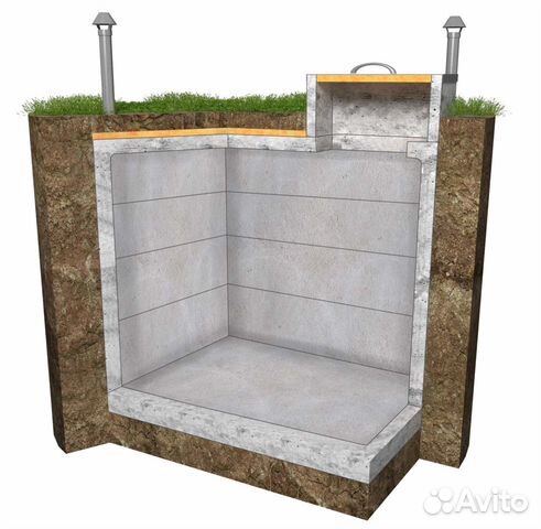 Погреб монолитный бетонный для дома /гаража 10м3