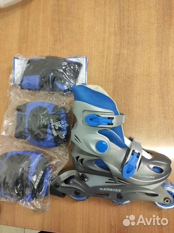 Роликовые коньки детские раздвижные Kreiss+щитки