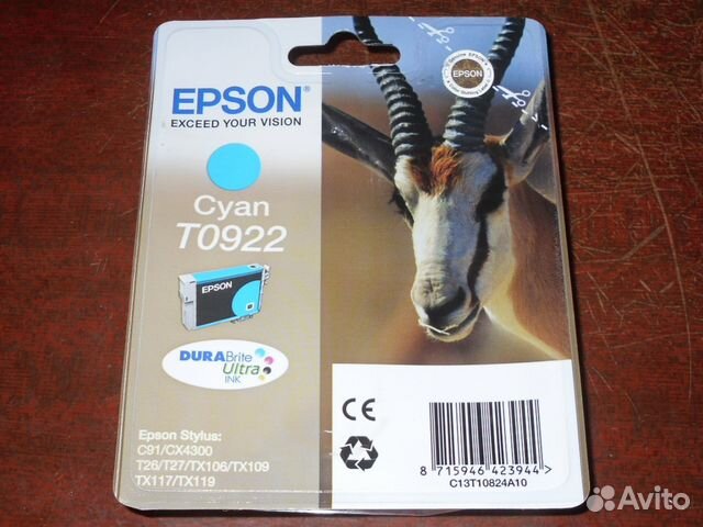 Картридж Epson Stylus T0922 голубой