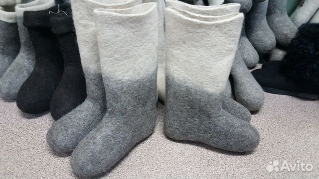 Женские валенки самовалки, комбинированный цвет