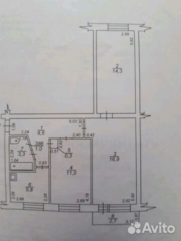 3-к квартира, 60 м², 3/5 эт.