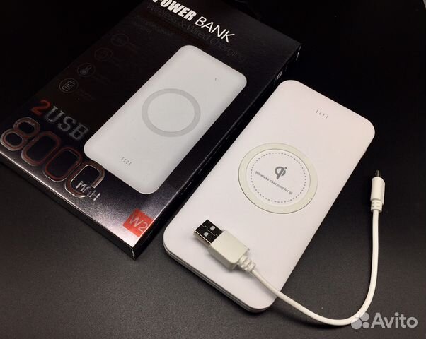 Беспроводной повербанк 8000 mAh Белый Софт-Тач Беспроводной повербанк 8000 mAh Белый Софт-Тач