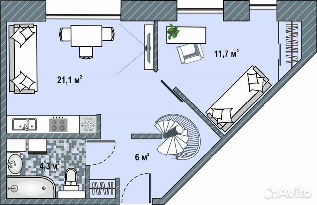 2-к квартира, 53.4 м², 3/3 эт.