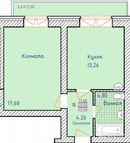1-к квартира, 42 м², 2/4 эт. 1-к квартира, 42 м², 2/4 эт.