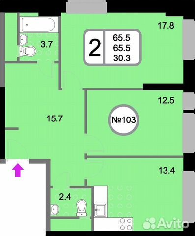 2-к квартира, 65.5 м², 14/22 эт. 2-к квартира, 65.5 м², 14/22 эт.