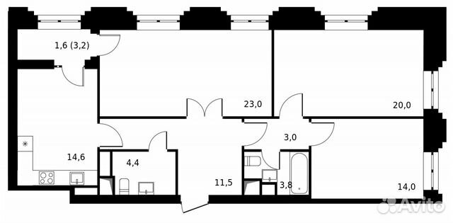 3-к квартира, 96 м², 15/24 эт. 3-к квартира, 96 м², 15/24 эт.
