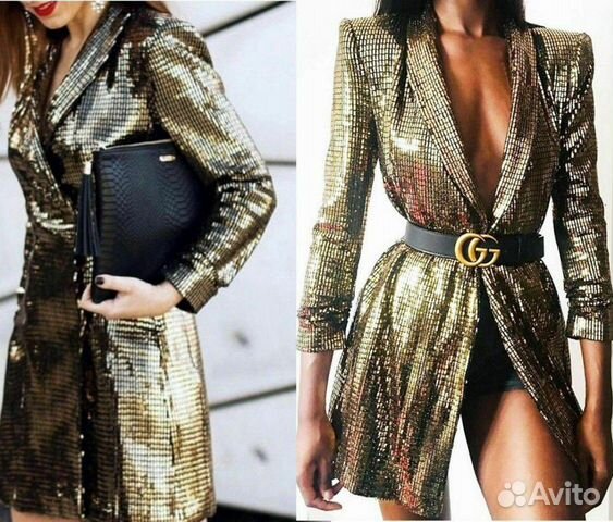 Платье пиджак zara золото
