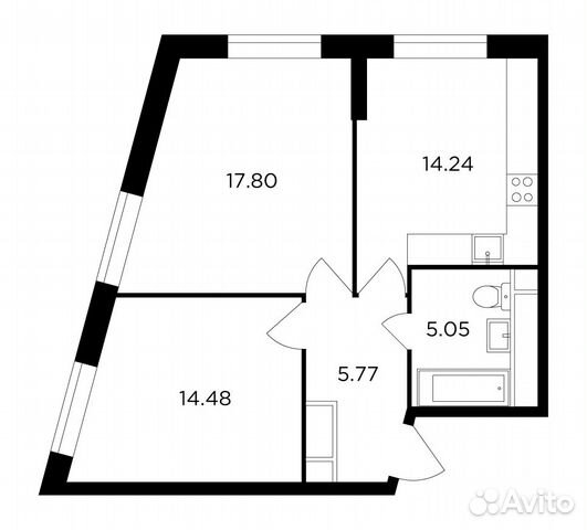 2-к квартира, 57.3 м², 23/30 эт. 2-к квартира, 57.3 м², 23/30 эт.