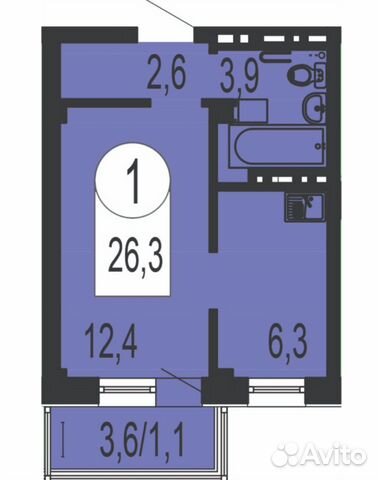 1-к квартира, 26 м², 3/18 эт.