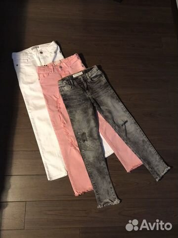 Джинсы zara/ белые,розовые 8 лет/ серые 7 лет