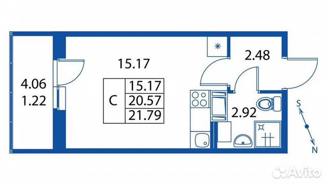 Студия, 20.6 м², 8/19 эт.