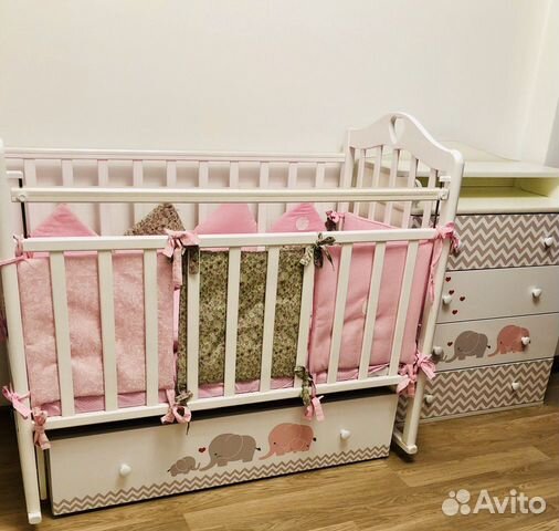 Детская кроватка и комод ByTwinz Meri +Матрас Детская кроватка и комод ByTwinz Meri +Матрас