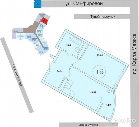 1-к квартира, 48 м², 18/31 эт.