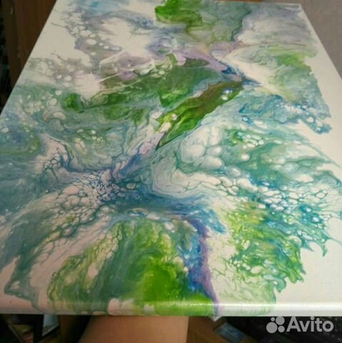Картина абстракция 40*50, акрил в технике fluid-ar