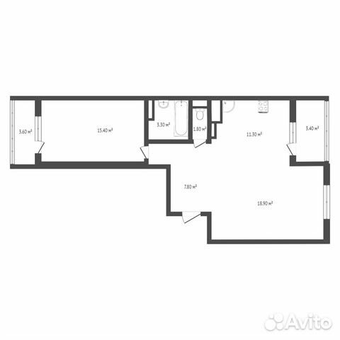 2-к квартира, 62 м², 14/15 эт.