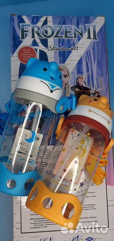 Детский поильник с авто-трубочкой +ремешок новые