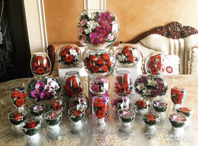 Натуральные цветы в стекле (в вакууме)