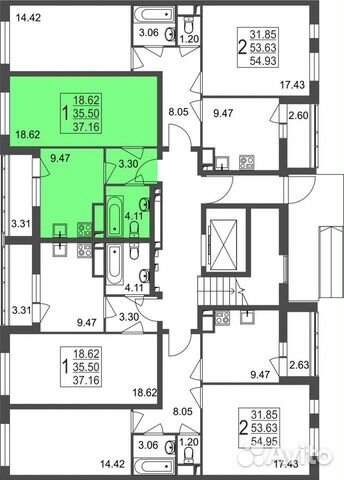 1-к квартира, 37.2 м², 1/8 эт.