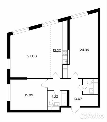 3-к квартира, 97.4 м², 21/29 эт.