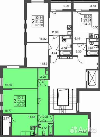 3-к квартира, 80.2 м², 4/8 эт. 3-к квартира, 80.2 м², 4/8 эт.