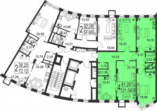 4-к квартира, 121.6 м², 9/18 эт. 4-к квартира, 121.6 м², 9/18 эт.
