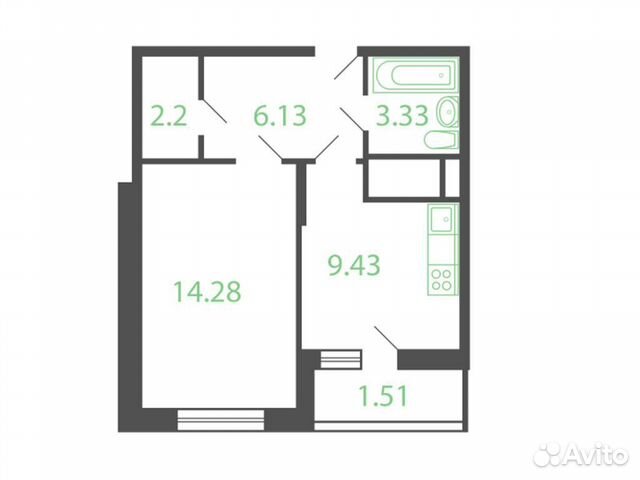 1-к квартира, 34.1 м², 5/25 эт. 1-к квартира, 34.1 м², 5/25 эт.
