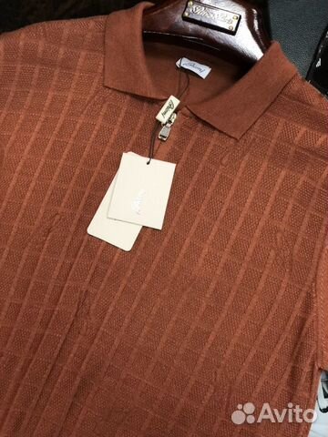 Brioni трикотажное поло кирпичный Brioni трикотажное поло кирпичный