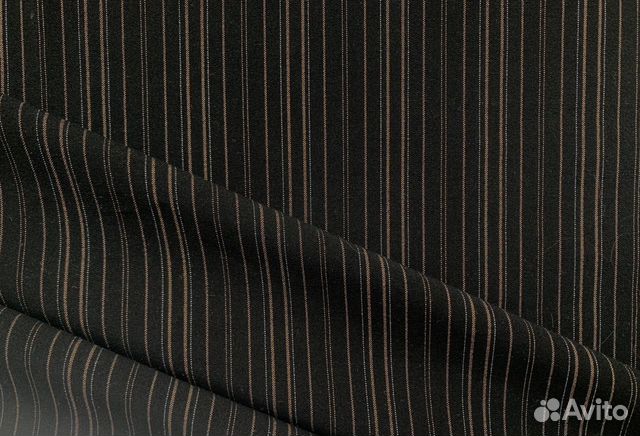 Ткань Костюмная Тонкая Полоска на Черном Италия Ткань Костюмная Тонкая Полоска на Черном Италия