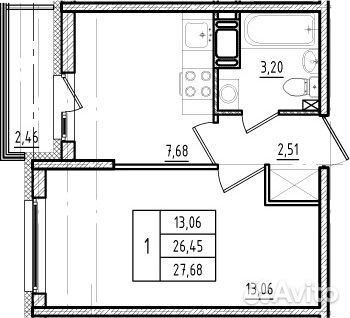 1-к квартира, 28 м², 10/19 эт.