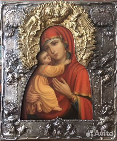 Икона владимирская богоматерь в окладе - продаю