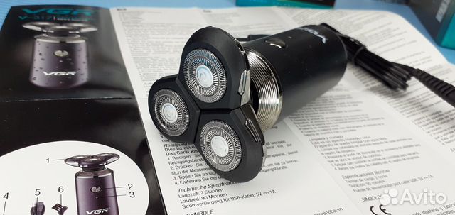 Беспроводная роторная бритва Vgr Тройные лезвия