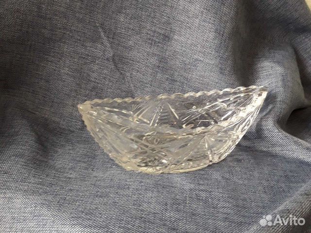 Хрустальная ваза конфетница ладья СССР