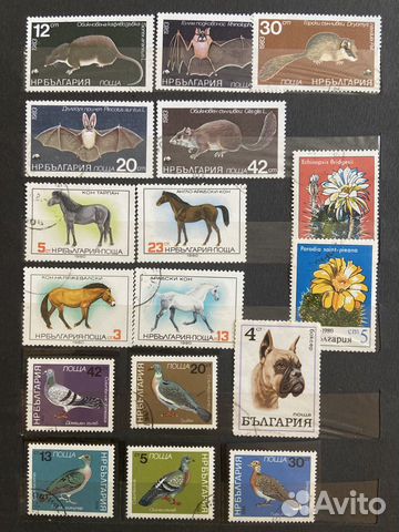 Марки Болгарии животные птицы растения картины