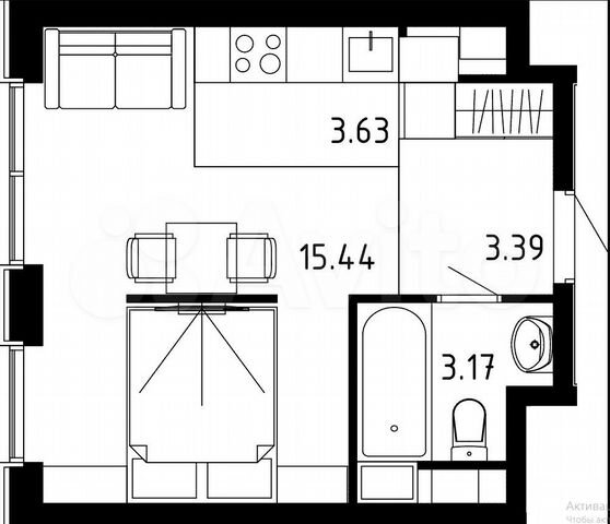 Квартира-студия, 25,6 м², 4/13 эт.