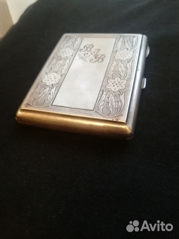 Портсигар серебро 875п. с позолотой