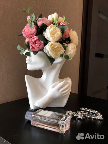 Ваза лицо/Кашпо голова/Ваза интерьерная