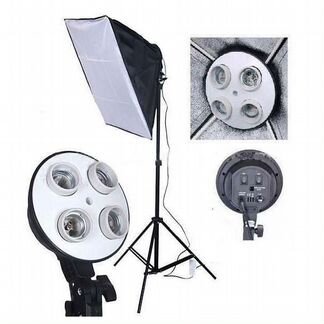 Набор осветитель 4х ламповый, софтбокс, стойка