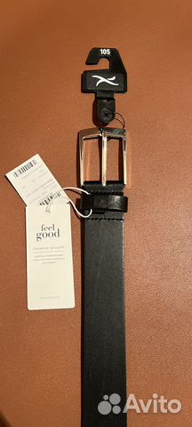 Мужской кожаный ремень черный