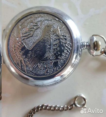 Часы карманные на цепочке молния глухарь