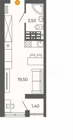 Квартира-студия, 24,4 м², 6/26 эт.