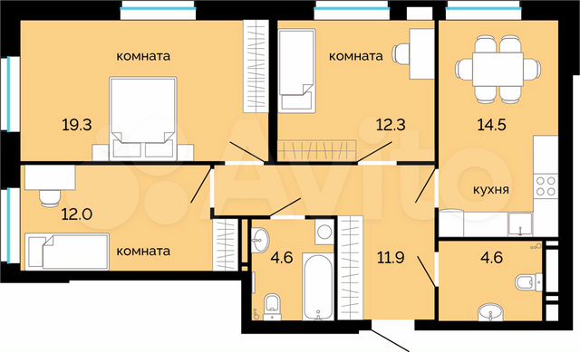 3-к. квартира, 79,2 м², 2/25 эт.