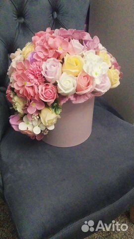 Букет из мыла 55 цветов в коробке