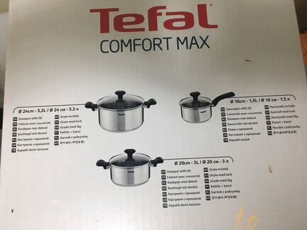 Набор кастрюль Tefal comfort max нержавейка индукц