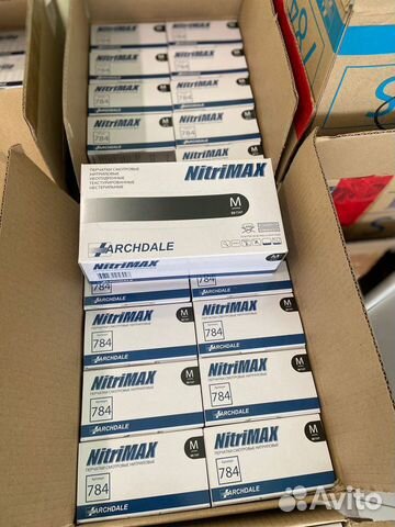 Нитриловые перчатки черные размер M / 784