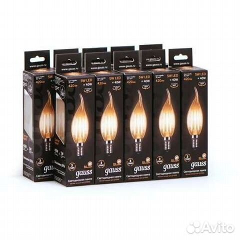 Лампы свеча на ветру светодиодные 10 шт gauss E14