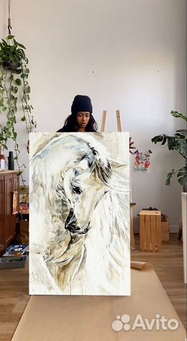 Белая Лошадь Картина маслом на холсте